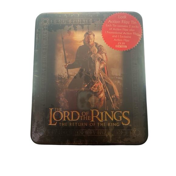 LORD RINGS RETURN OF THE KING 2003 COLLECTIBLE ACTION FLIPZ TIN UK ARAGORN HORSE - Picture 1 of 6